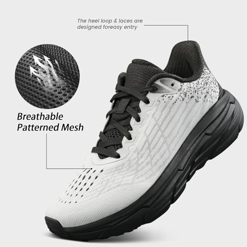 Image of Men's Slip on Walking Sneakers - Lightweight Running Shoes - Cushioned Comfort for Gym, Training, Tennis, Workout - Athletic Fashion - Black /Beige Size 6.5-13