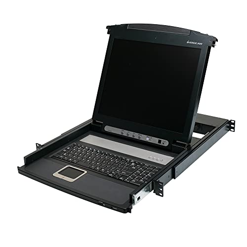 IOGEAR RBA1025 1-Port Integrated KVM Console with 17 Inch TFT LCD Active Matrix Monitor, Keyboard and Touchpad, GCL1800, Black