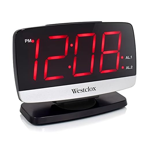 Westclox Tilt & Swivel Digital Alarm Clock Extra Large 1.8” LED Time Display–Easy to Read Display Great for Bedroom Home Office Model# 71052 (Red)