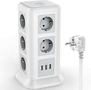TESSAN Listwa Zasilająca 11 Gniazd (2500W/10A) 3 Portów USB z Wyłącznikiem, Listwy Zasilające Wieloma Wtyczkami z Ochrona Przed Przeciążeniem, Gniazdo Dystrybucyjne Rozdzielacz Mocy do Biura, 2M Biały