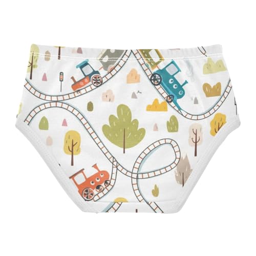 Cartoon Girls Underwear Toddlers 2t Cotton Cute Panties Girl Cute Cartoon Trains Tracks Beige Underpants Briefs2