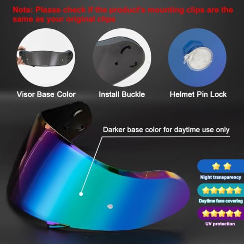 Image of PSLER Shatterproof Motorcycle Helmet Visor for Neotec 2 CNS-3,Color Green