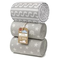 Soft Touch Newborn Essentials Baby Fleece Blanket Set – 3x 75x75cm Micro Plush for Comfort in Car Seat, Cot & Pram – Unisex for Baby Boys & Girls