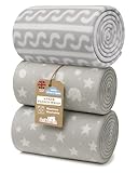 Soft Touch Newborn Essentials Baby Fleece Blanket Set – 3x 75x75cm Micro Plush for Comfort in Car Seat, Cot & Pram – Unisex for Baby Boys & Girls
