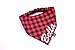 Personalized Buffalo Check Scrunchie Dog Bandana, Handmade Custom Red and Black Plaid Elastic Pet Bandana with Name, Festive Christmas Dog Bandana (Medium)