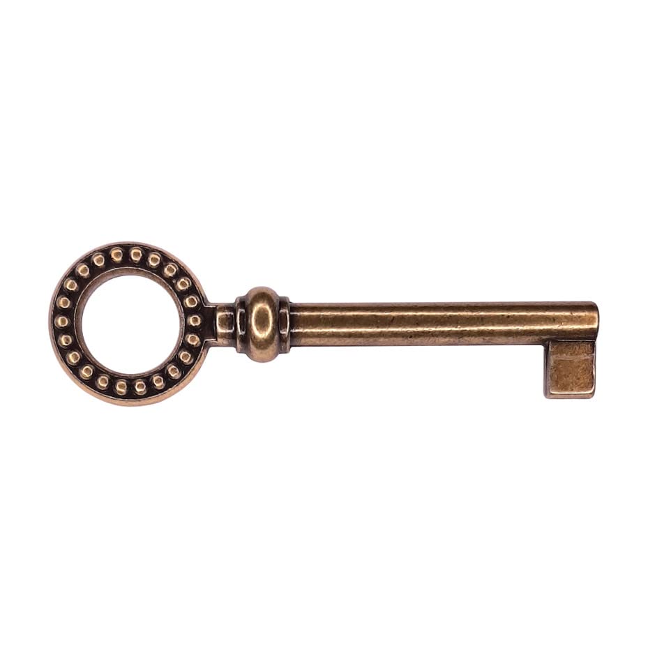 Clé de meuble Louis XVI perlée 74mm zamak finition laiton serrure armoire vintage