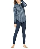 Alfani Cozy Knit Super Soft Lounge / Pajama Set (Blue Stripe, Small)