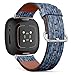 CJBROES Replacement Leather Watch Band, Compatible with Fitbit Versa 3 and Fitbit Sense of Wristband Bracelet Accessory - tiedyed Striped Motif