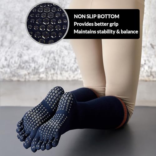 Image of Benefeet Sox Womens Knee High Toe Socks Non Slip Long Toe Socks Unisex Five Finger Socks Knee High Yoga Socks with Grips