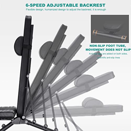 Halterbank Zithulp fitnessapparatuur Multifunctionele bankdrukstoel voor huishoudelijke fitnessapparatuur voor heren 6 niveaus instelbaar, Dragend 1212 pond (Color : Black, Size : 146x55x42 cm) - Image 6