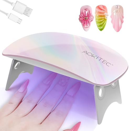Aokitec UV Lampe für Gelnägel: Mini UV Lampe Klein LED Nagellampe Nageltrockner Nägel für Gel Nagellack Poly Builder-gelnägel,Aushärtungswerkzeug in 2 Timer mit USB Kabel for Professional (Gradient)