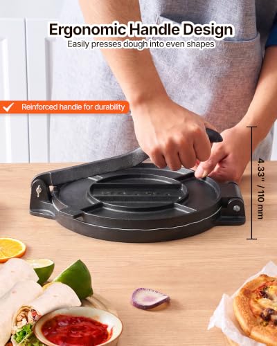 Image of VEVOR Tortilla Press 12 In Cast Iron Roti Maker and Tortilladora Heavy Duty