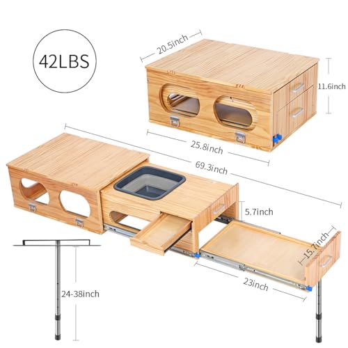 SHIWAGIN Overland Kitchen Slide-Out System, All-in-One Camp Kitchen Box with Sink, Chopping and Cooking Features, Folding Camping Table for SUV, Overlanding & Car Camping, Quick 1-Minute Setup