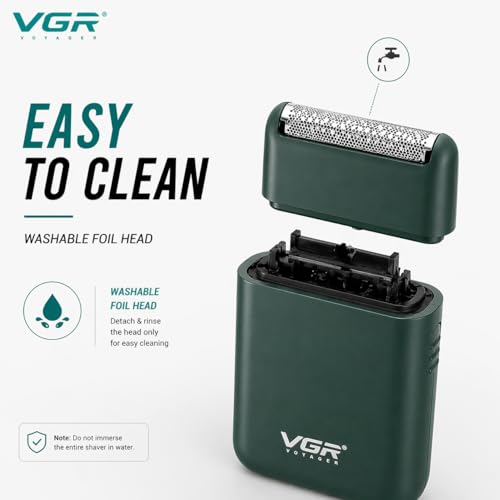 VGR V-390 Green Ultra-Thin Rechargeable Men's Razor - Image 4