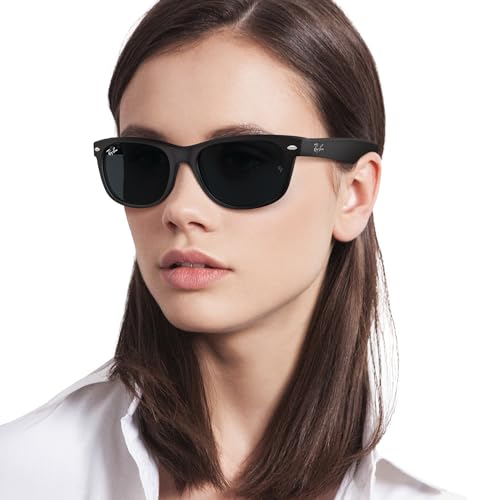 Ray-Ban Unisex's Rb2132 New Wayfarer Sunglasses, Rubber, Black/Blue, 52 mm - Image 6