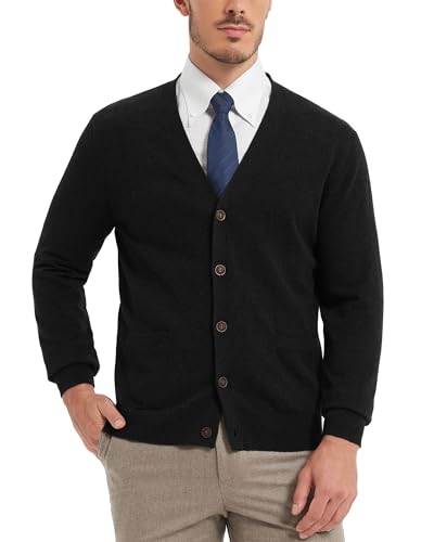 Kallspin - Kallspin Mens Cotton V Neck Button Down Cardigan Knit Sweater - Lightweight Knitwear with Pockets, Black, 4X-Large (21% Off Amazon Deal)