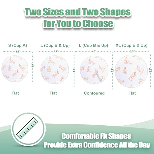 Image of wegreeco Nursing Breast Pads (14 Pack) + Laundry Bag & Travel Storage Bag, 4.7 inch Option - Washable & Reusable Breastfeeding Nursing Pads (Leaf, Large, Plain Shape)