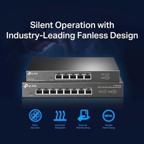 Image of TP-Link TL-SG105-M2, 5 Port Multi-Gigabit Unmanaged Network Switch | Ethernet Splitter, 2.5G Bandwidth, Plug & Play, Desktop /Wall-Mount, Fanless Metal Design