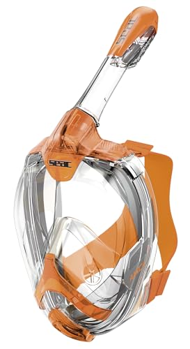SEAC AMICA, Maschera Integrale da Snorkeling per adulti e bambini dai 6 anni in su, facciale in polimero anallergico senza ftalati, arancione, S/M
