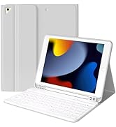TQQ Tastatur Hülle für iPad 10.2 Zoll , für iPad Air 3rd und Pro 10.5, Wiederaufladbar Abnehmbar BT-Tastatur, Deutsches QWERTZ-Layout