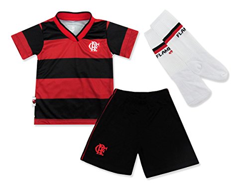 Conjunto Dry Uniforme Flamengo, Rêve D'or Sport, Bebê Menino, Vermelho/Preto, 3