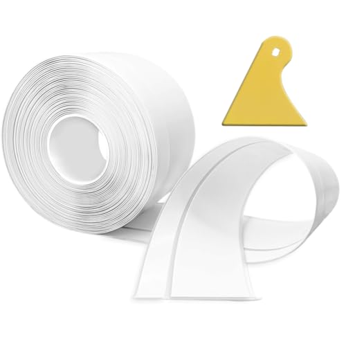 Zoccolo flessibile autoadesivo, 12M Zoccolo da cucina in PVC 50x20mm, Zoccolo autoadesivo per cucina e bagno 5x2 bianco
