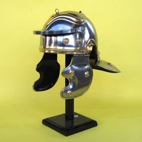 Handcrafted Roman Gallic Helmet in Steel with Brass Trim