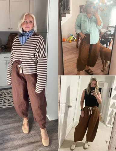 Xiaoxuemeng Barrel Jeans Women Cropped Cotton Wide Leg Pants High Waisted Denim Pants with Pockets4