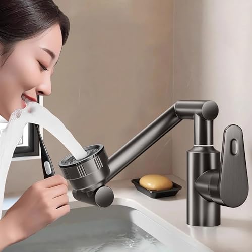 Robinet cuisine rabattable à bras robotique et 4 jets d'eau