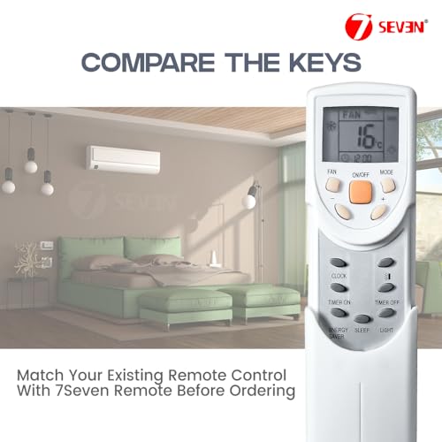 Image of 7SEVEN Compatible with Lloyd AC Remote Control Model 60 Suitable for Split and Window 1 1.5 2 Ton Air Conditioner Remote - Match Each Keys Exactly to Replicate Genuine Remote Function