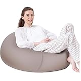 GOKUMIN ビーズクッション 特大 洗えるカバー 撥水加工 軽量 人をダメにする クッション ソファ 極眠 約60x60x38cm (ビーズクッション/グレージュ, Lサイズ) hbe