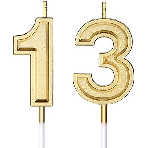 Syhood 13th Birthday Candles Cake Numeral Candles Happy Birthday Cake Candles Topper Decoration for Birthday Wedding Anniversary Celebration Favor Cover