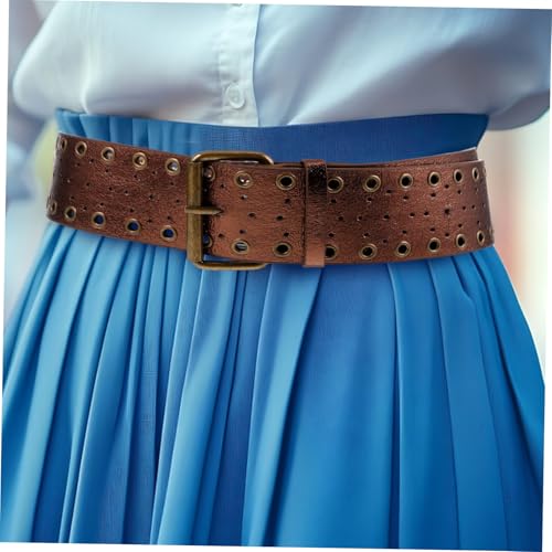 Vintage Western Style Wide Waist Belt with Double Versatile Pu Belt for Casual Jeans Dresses and Halloween Parties Bull Buckle Accent4
