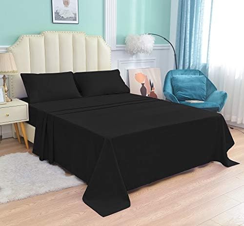 JÁCLER Queen 4 Piece Sheet Set- Microfiber Bedding - Bed Sheets - Extra Soft - Easy Fit - Breathable & Cooling Sheets - Comfy, Wrinkle, Fade - Stain Resistant– Black