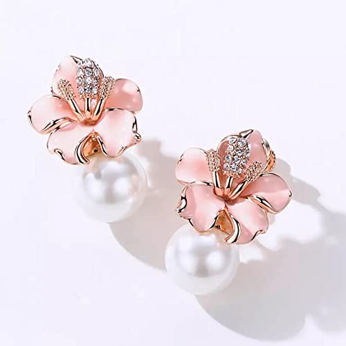 Crystal Pearl Plated Stud Earrings