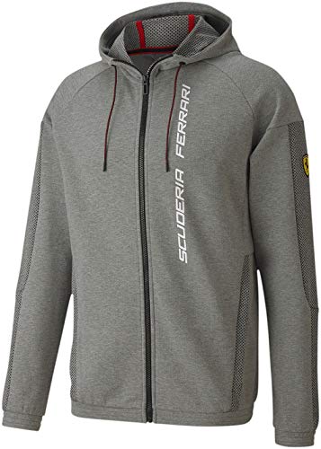 Formula 1 Scuderia Ferrari Men's Race Hooded Sweat Jacket, Medium Gray Heather, XL