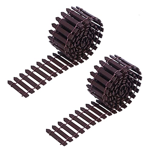 Tiardey Miniatur-Gartenzaun, Mini-Zaun, Lattenzaun aus Holz, Rand, Bonsai, kleiner Zaun, Garten, Heimdekoration, Ornament (braun), 2 Stück