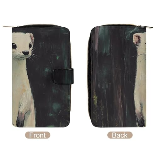 White Weasel Stoat Long Wallet for Women Men Purses Coin Pouch Credit Card Holder Organizer3