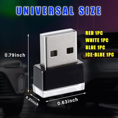 image for Augeny 4 PCS USB LED Car Interior Atmosphere Lamp, Plug-in USB Decor N