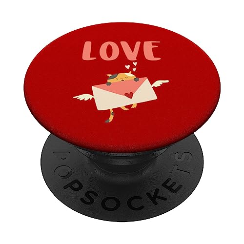 Love Letter Heart Valentine's Day Valentines Pop Sockets Red PopSockets Swappable PopGrip, Black