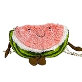 Cartoon Fruit Plush Crossbody Bag Watermelon Shape Autumn and Winter Plush Bag Fruit Print Coin Purse Women Mini Card Bag Key Case Earphone Storage Bag Girls Cartoon Cute Coin Wallet Money Bag