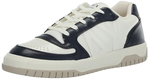 Armani Exchange Herren Duck Lace Up Sneaker, Marineblau und gebrochenes Weiß, 41 EU
