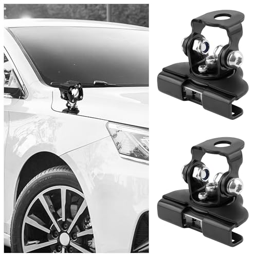 2PCS Car LED Light Bar Mounting Brackets with Hex Wrenches Adjustable Car Accessories Hood Mount Light Brackets Universal Car LED Grill Lights Bar Brackets for Car Truck SUV (Black)