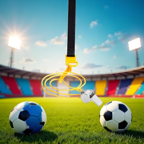 Silbato metálico amarillo con cordón para deportes miniatura 6