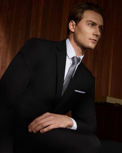 WULFUL Men's 2 Piece Suits Slim Fit Two Button Blazer Jacket Pants Set for Party,Wedding and Business2