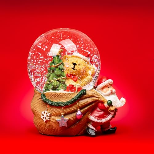 SIKORA SK24 Kleine Glas Deko Schneekugel Bär im Sack Weihnachtsdeko...
