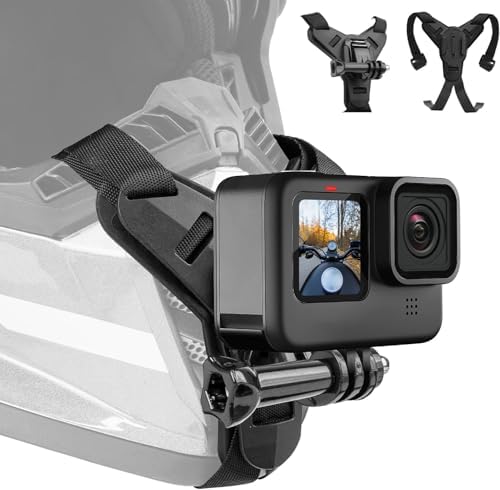Helmet Mount for GoPro, Motorcycle Chin Strap Attachment with Extension J Hook Dirt Bike Holder Mounting Accessories for Go Pro Max Hero 13 12 11 10 9 8 Insta360 X5 X4 DJI Osmo Nano Action 3 4 5 Pro