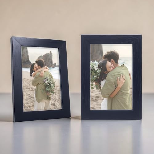 Image of GOLDEN PEACOCK Photo Frame PVC Body with MDF Back | Wall Hanging & Desk Display | Picture Frame for Gifts and Home Decor (Black-4x6, Set Of 2)