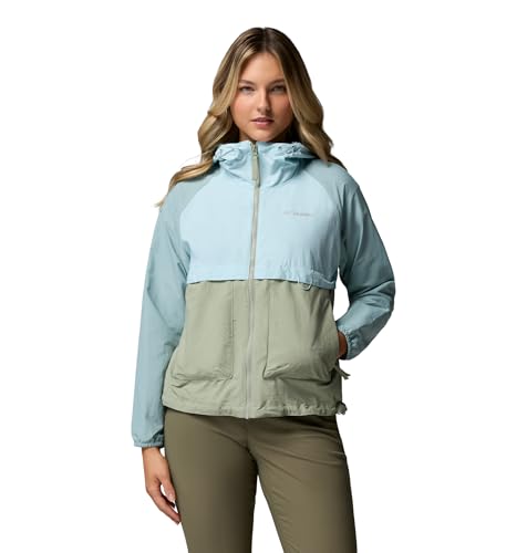 Columbia Women's Spire Valley Windbreaker, Safari/Marine Light/Crushed Blue, Medium