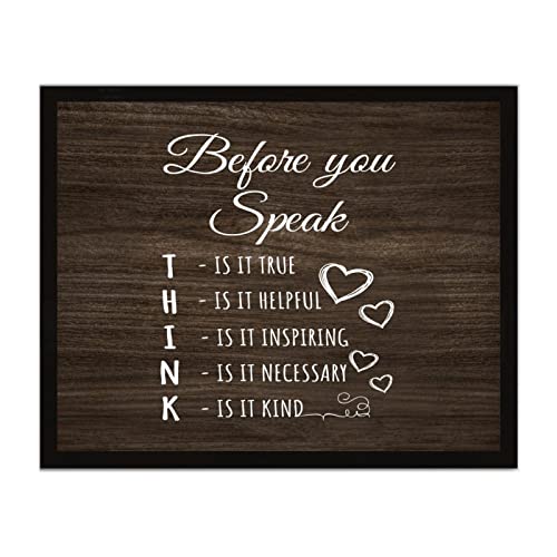 Plaque murale rustique bois Before You Speak Think cadre déco salon chambre 40x50 cm